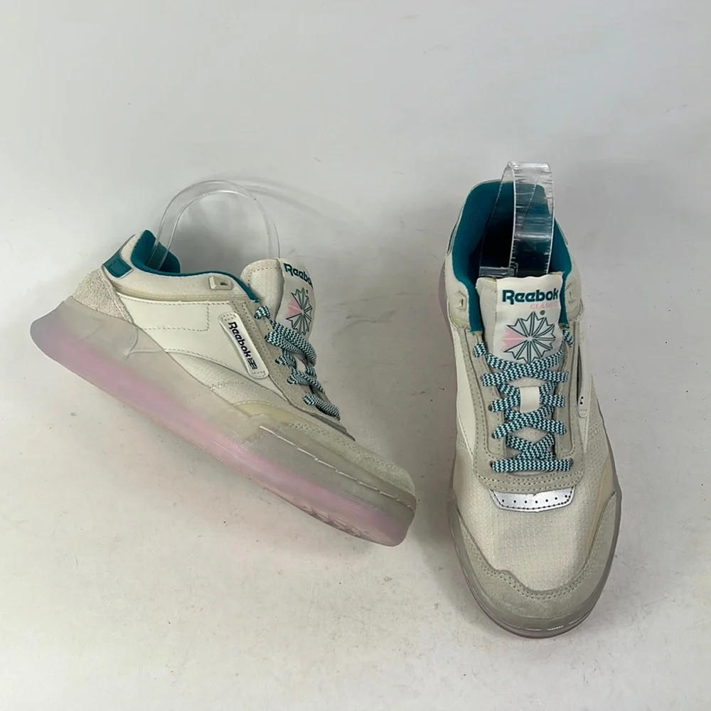 New Reebok minimalist tan teal pink classic leather low top sneakers size 7